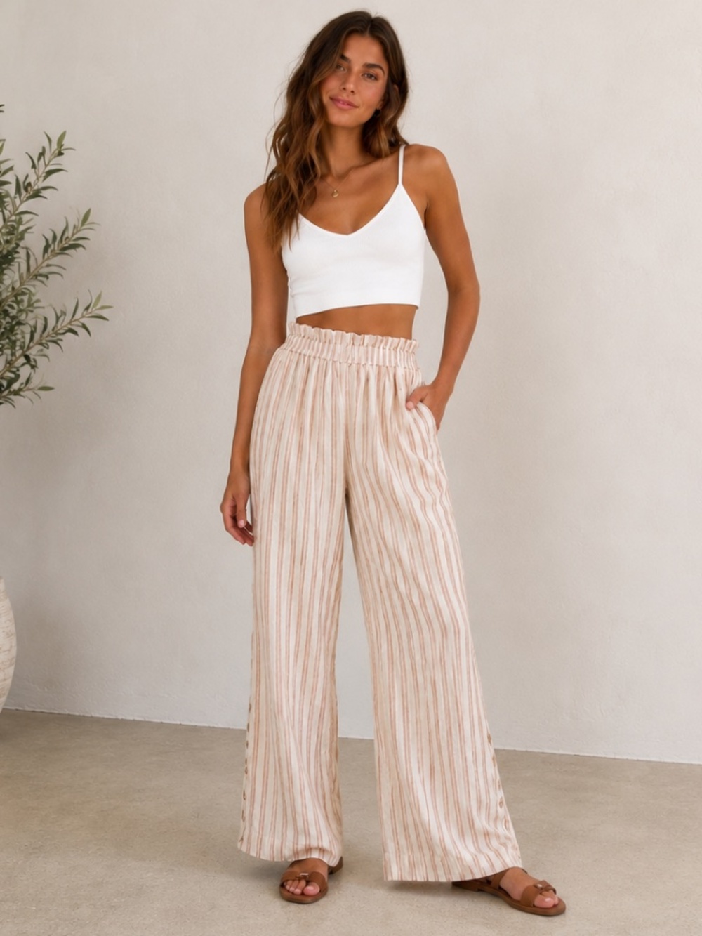 *NWT* AERIE linen Wide Leg Trouser size SMALL pants pull-on *NWT*